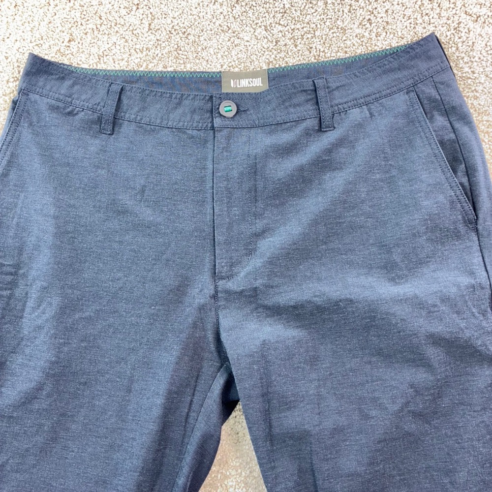 Linksoul Mens 36S Pants Blue Performance Stretch Straight Breathable Golf Casual